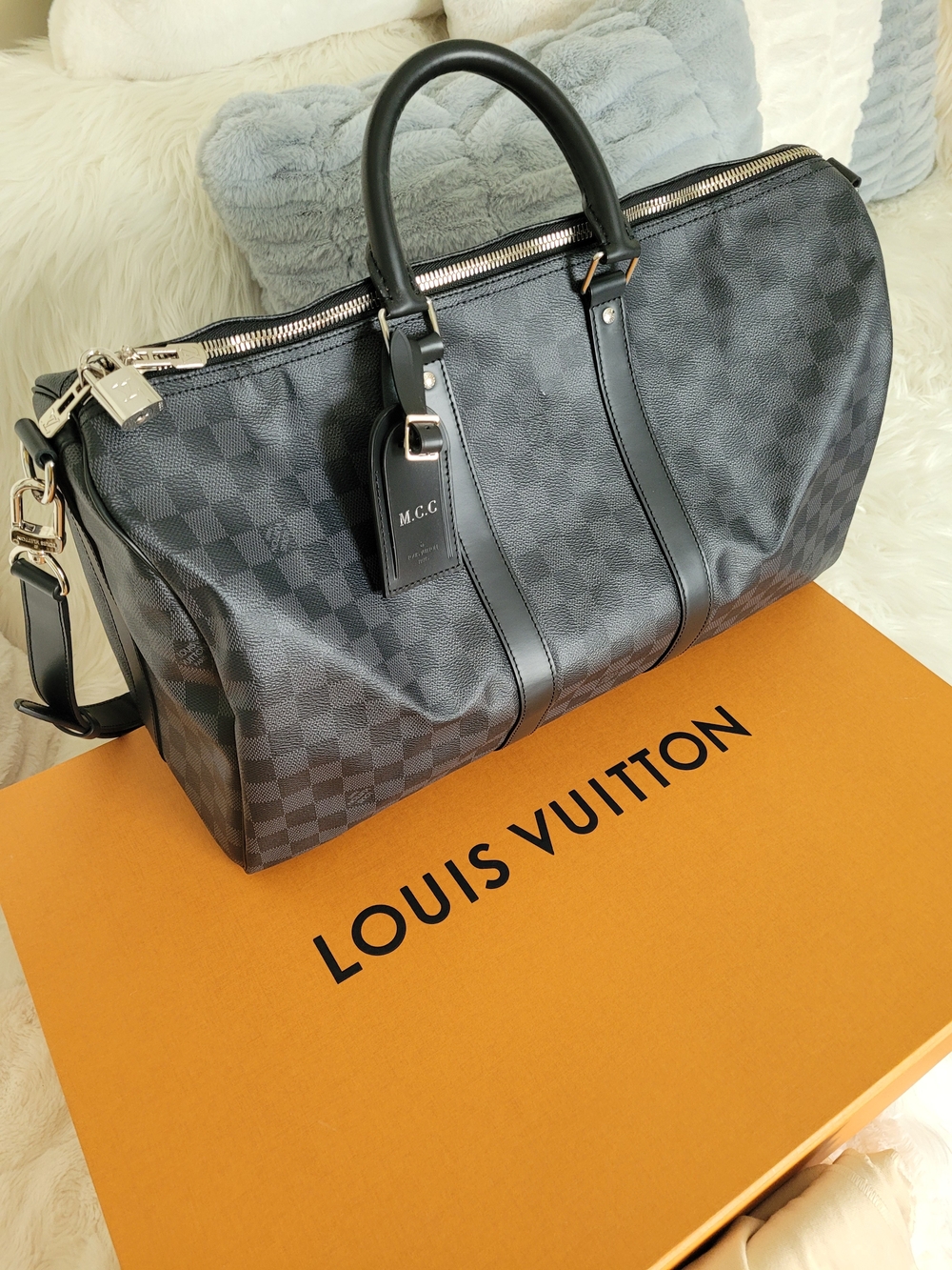 Louis Vuitton Men's Black Damier Keepall 45 Duffel Bag